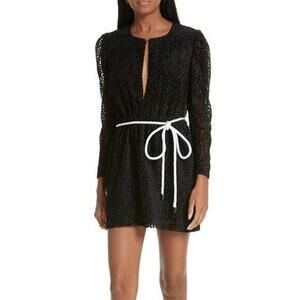Robert Rodriguez Black Pauline Rope Belt Velvet Devore Mini Dress NEW Women's 6